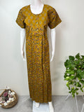 Mustard Double Printed Pure Cotton Nighty