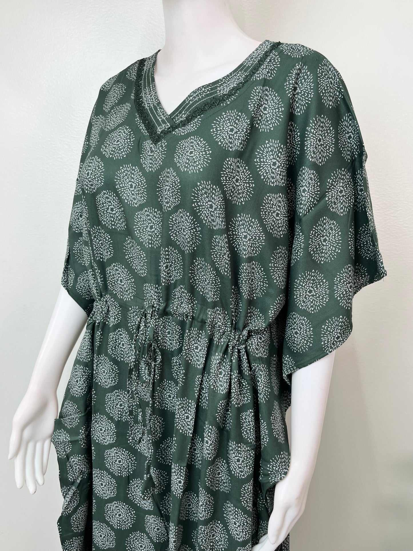 Green Rayon Fabric Kaftan Elegant & Classy