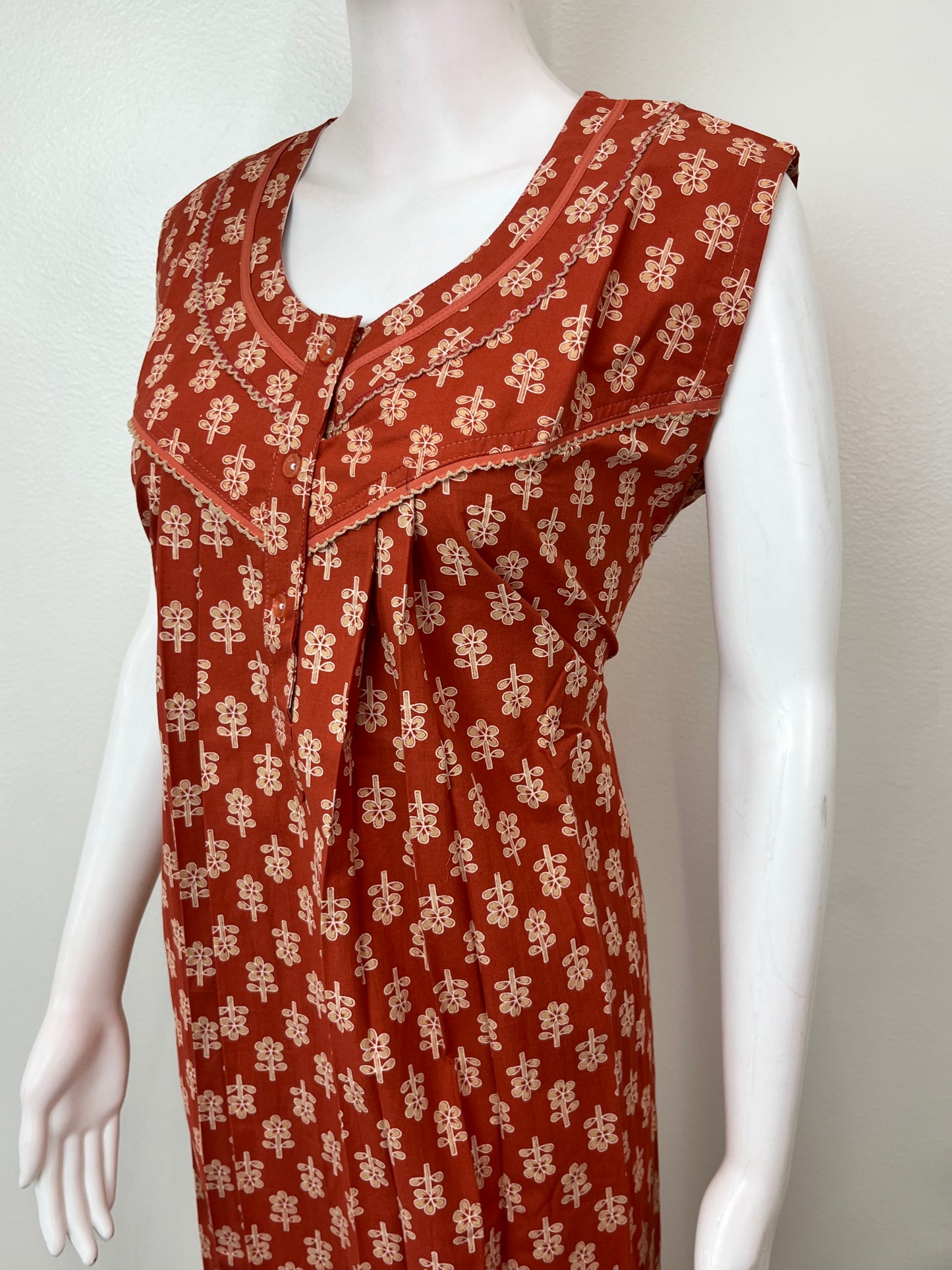 Orange Soft & Breathable Pure Cotton Nightgown