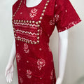 Red Batik Print Pure Cotton Nighty