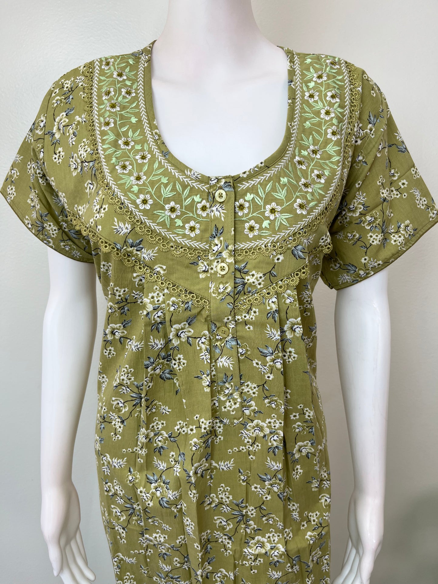Bottle Green Soft & Comfortable Bizzylizzy Crush Fabric Nighty