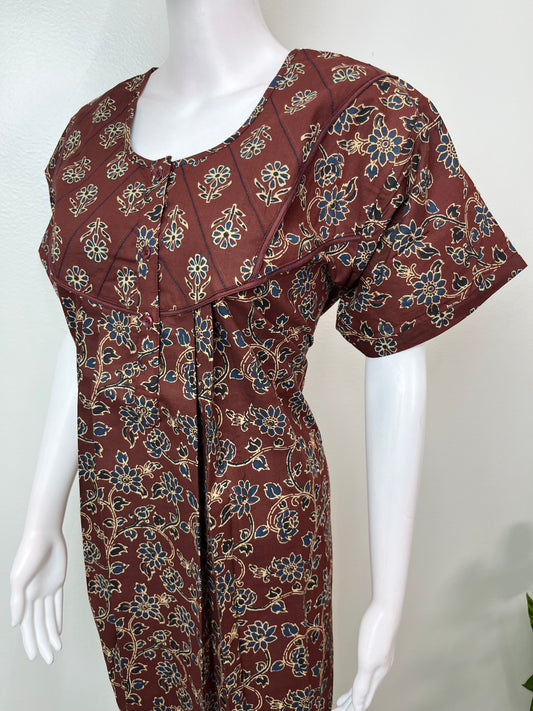 Brown 100% Cotton Nightgown for Women