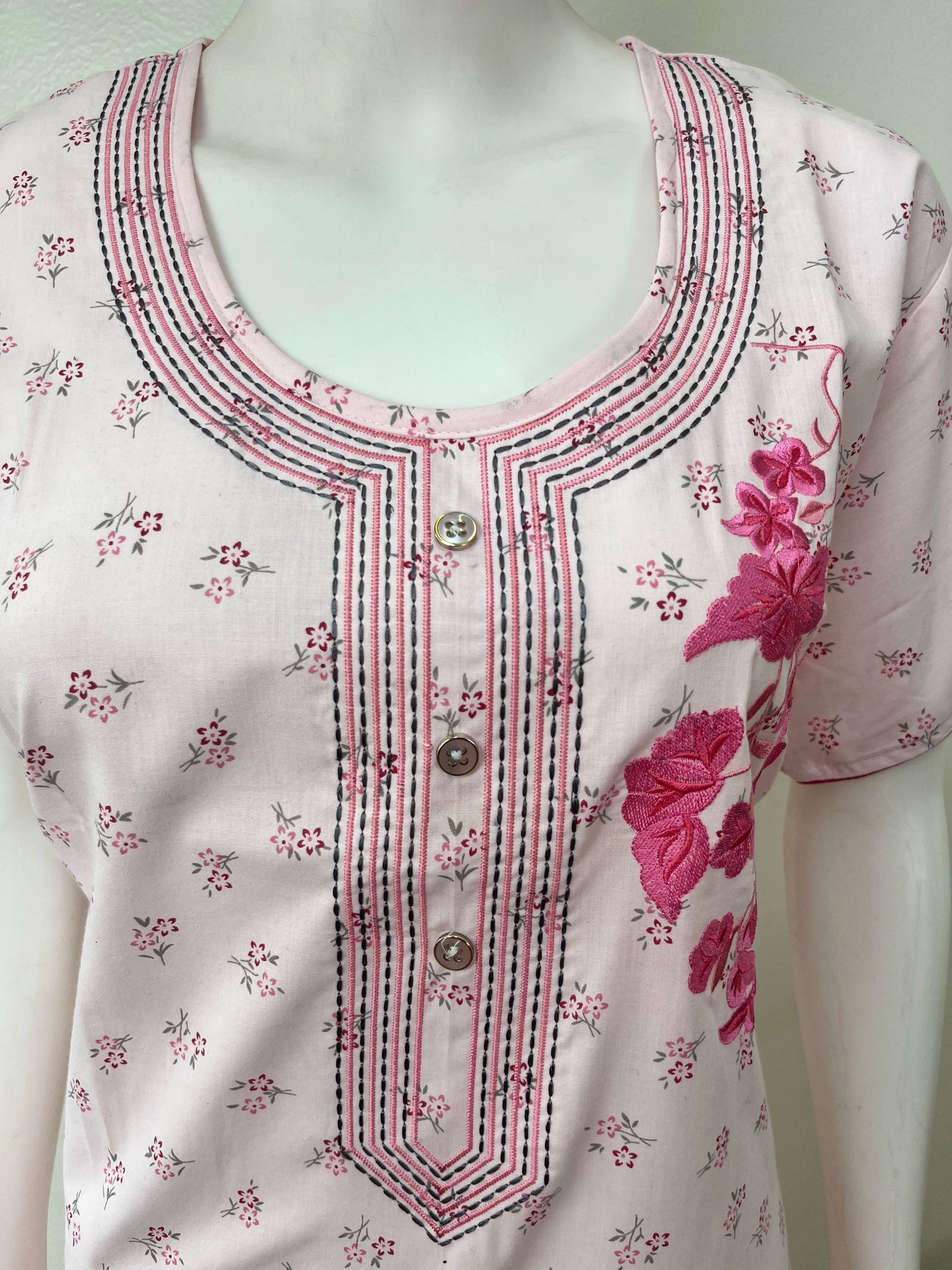 Boutique Cotton Nightgown with Elegant Embroidery