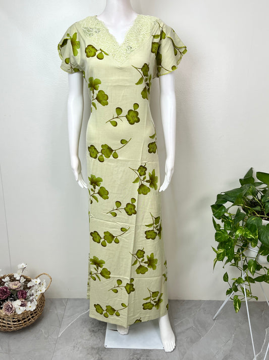 Floral Printed Alpine Fabric Nightgown