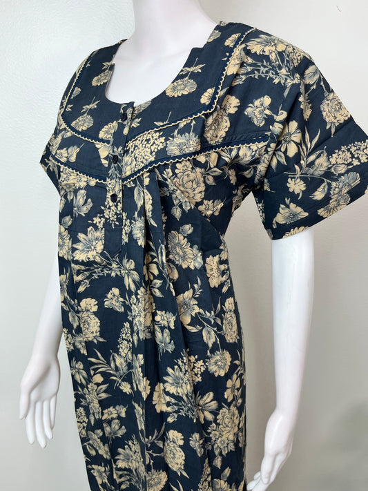 Charcoal Grey Pure Cotton Nighty Soft & Comfortable