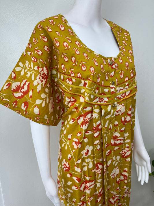 Mustard 100% Cotton Nighty Comfortable & Elegant