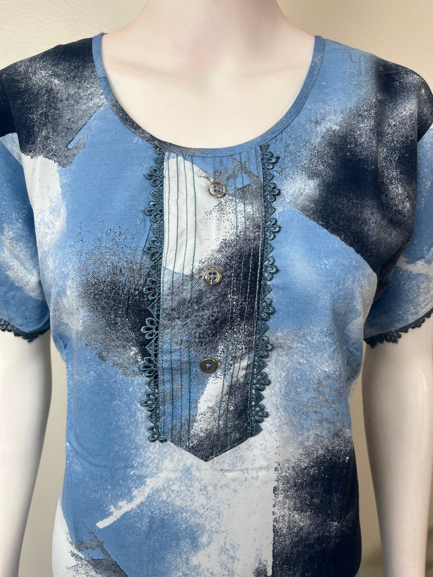 Sky Blue Rayon Fabric Nighty Silky Texture