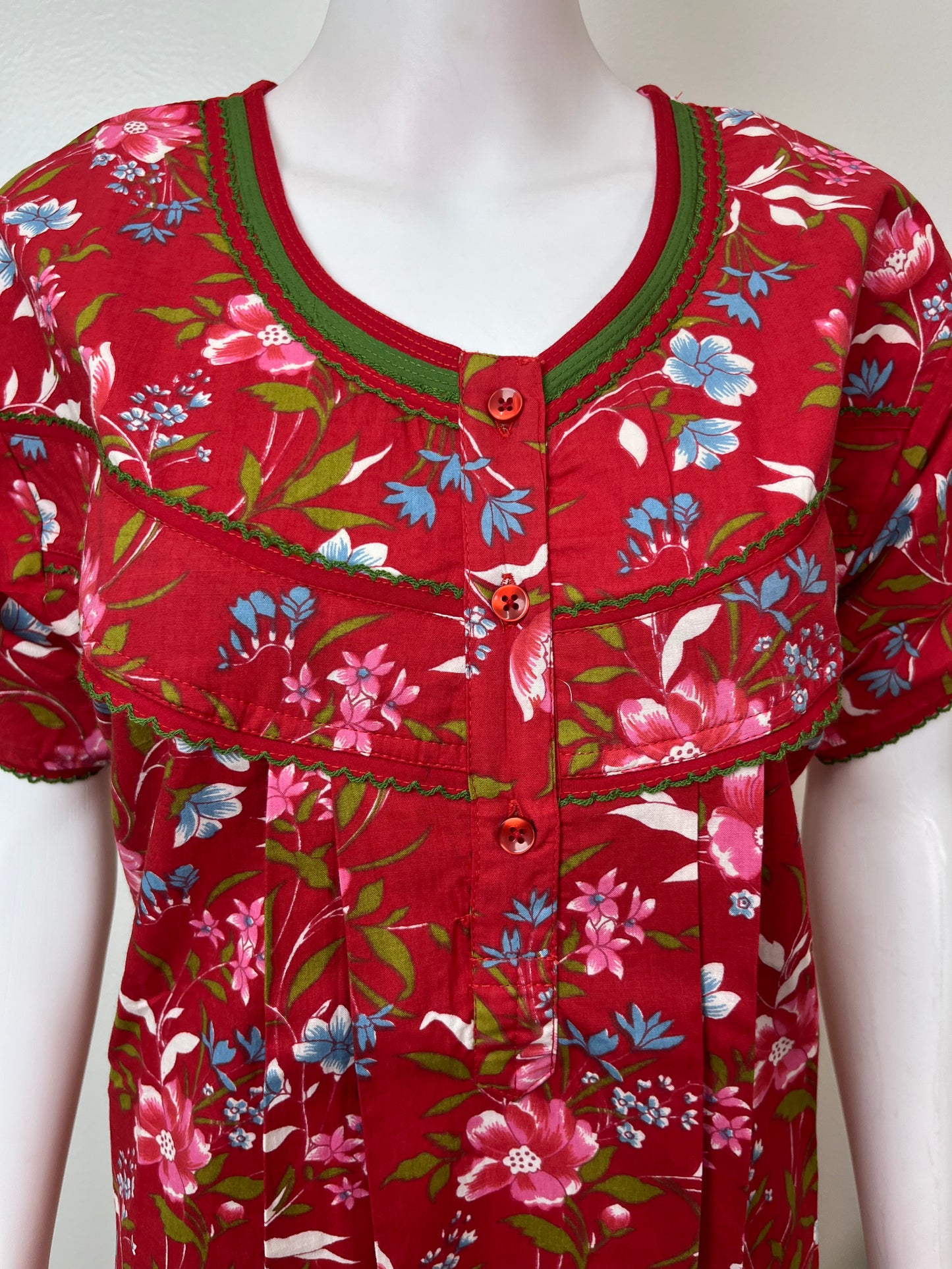 Red Pure Cotton Nightgown for Women