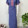 Royal Blue Printed Pure Cotton Nightgown