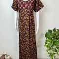 Wine Printed 100% Cotton Nightgown for Women