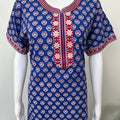 Royal Blue Printed Pure Cotton Nightgown