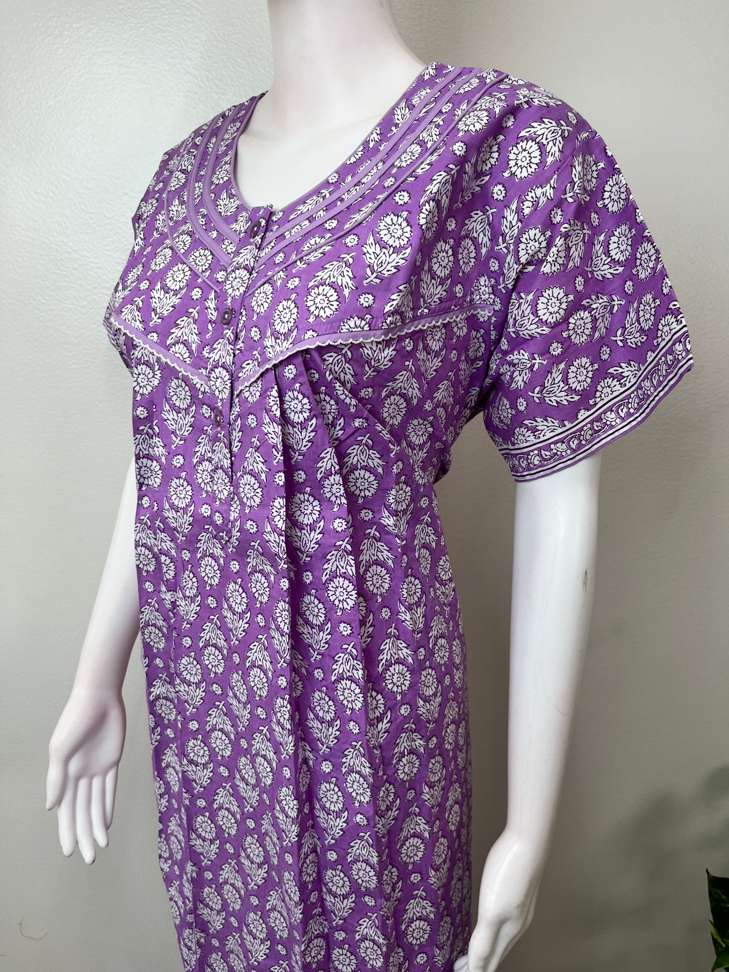 Lavender Pure Cotton Nighty for Women