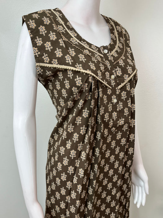 Gray Sleeveless 100% Cotton Nightgown