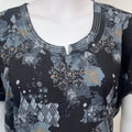 Black & Gray Umbrella Style Nighty in Rayon Fabric