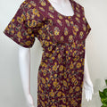 Wine Printed 100% Cotton Nightgown for Women