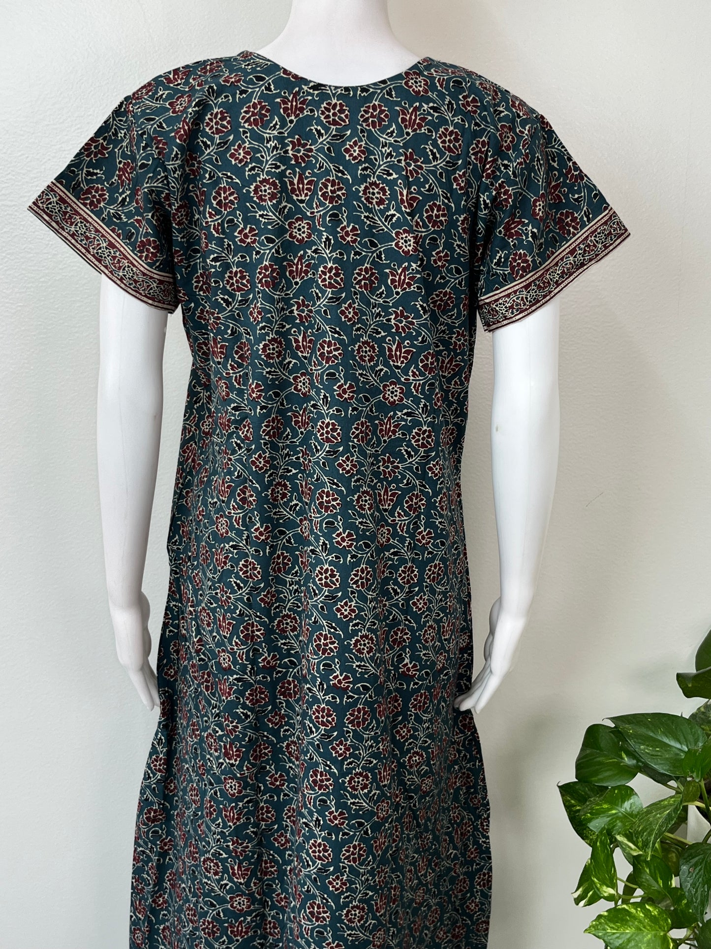 Teal Blue Pure Cotton Nighty Soft & Breathable