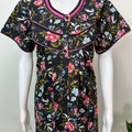 Black Pure Cotton Nighty with Contrast Print