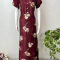 Maroon Glossy Satin Fabric Nighty