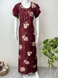 Maroon Glossy Satin Fabric Nighty