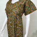 Brown Floral Printed Pure Cotton Nightgown