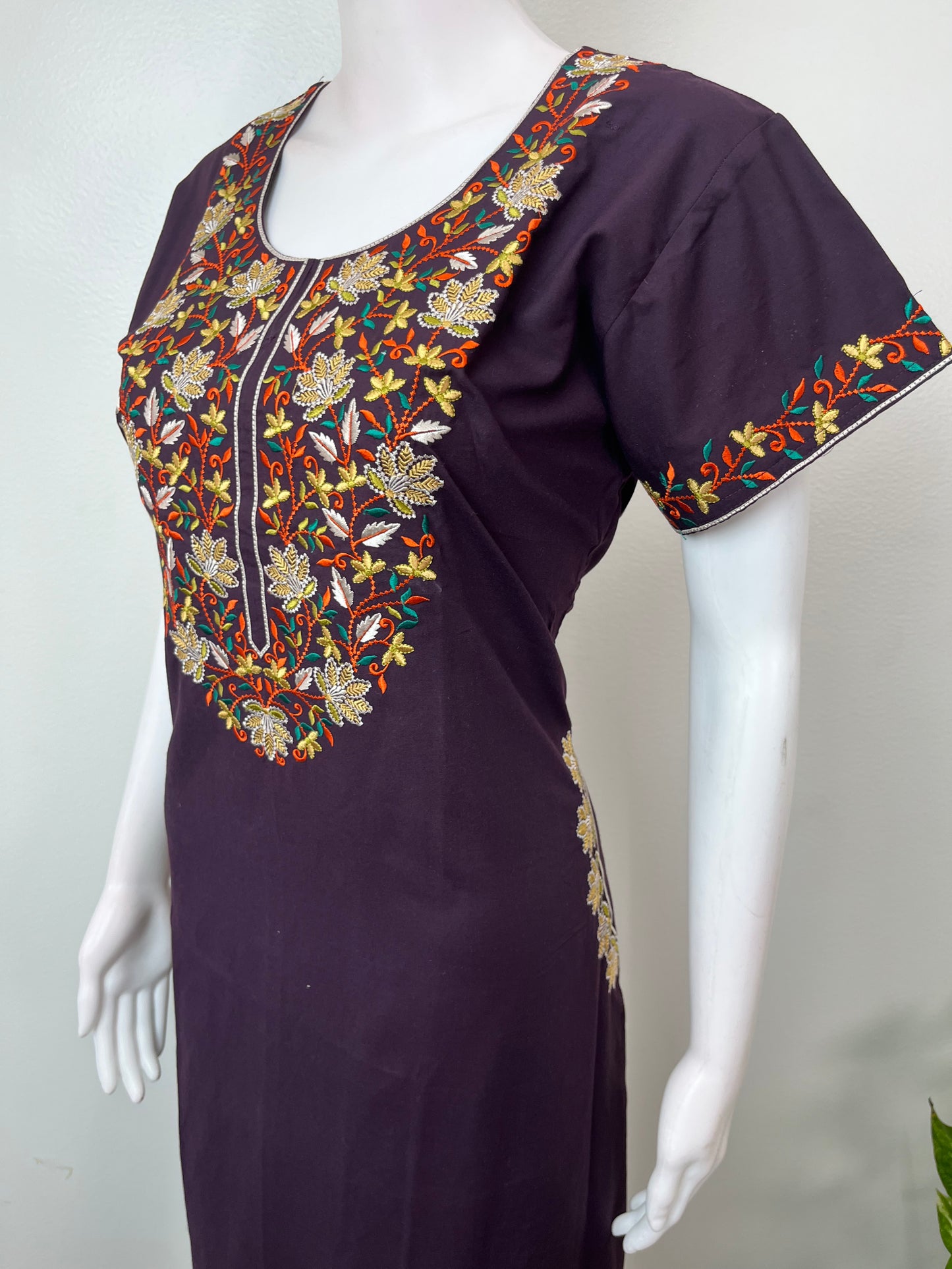 Wine Graceful Bizzylizzy Nightgown with Embroidery