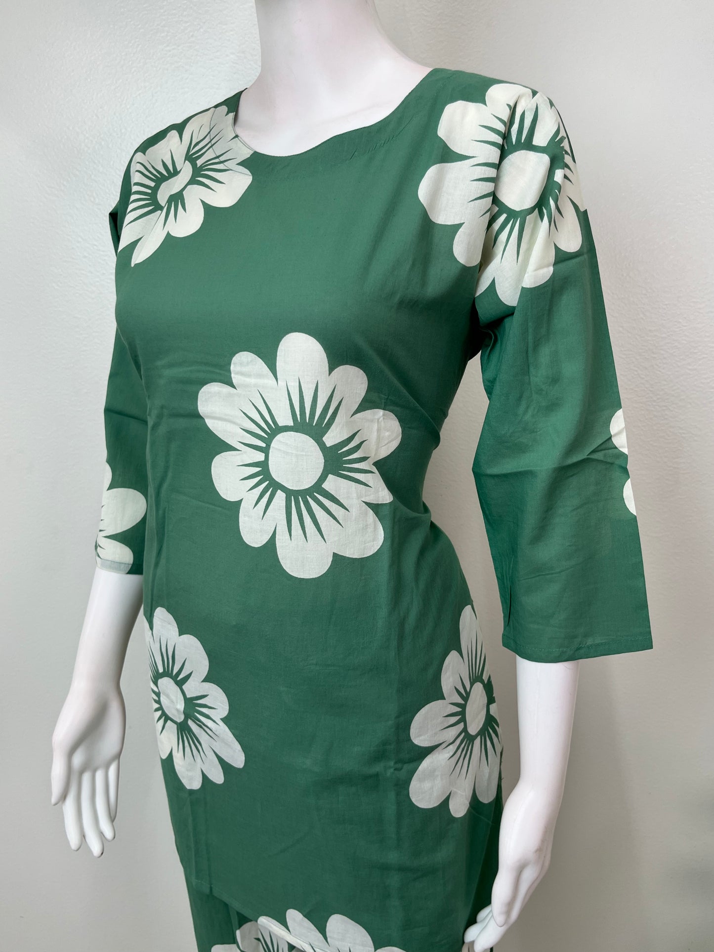Green Cambric Cotton Night Suit