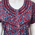 Maroon Pleated Style 100% Cotton Nightgown