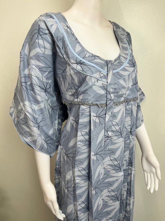 Sky Blue Pleated Style Alpine Fabric Nighty