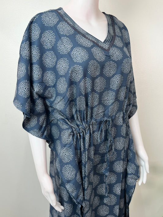 Blue Rayon Fabric Elegant Kaftan