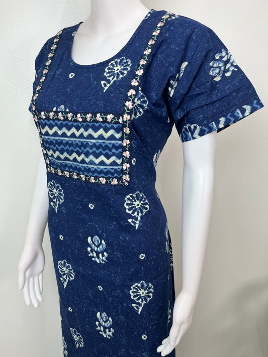 Royal Blue Pure Cotton Women’s Nightgown