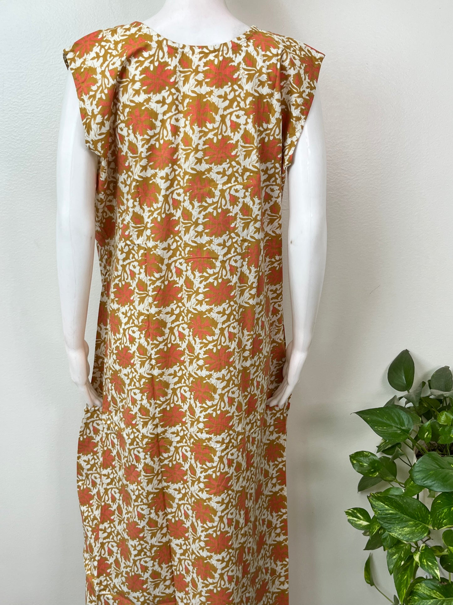 Yellow Floral Printed Cotton Nightgown