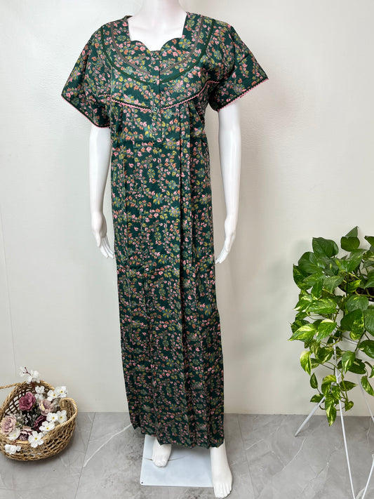 Bottle Green Pure Cotton Nighty