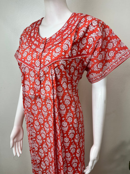 Orange Pure Cotton Women’s Nightgown