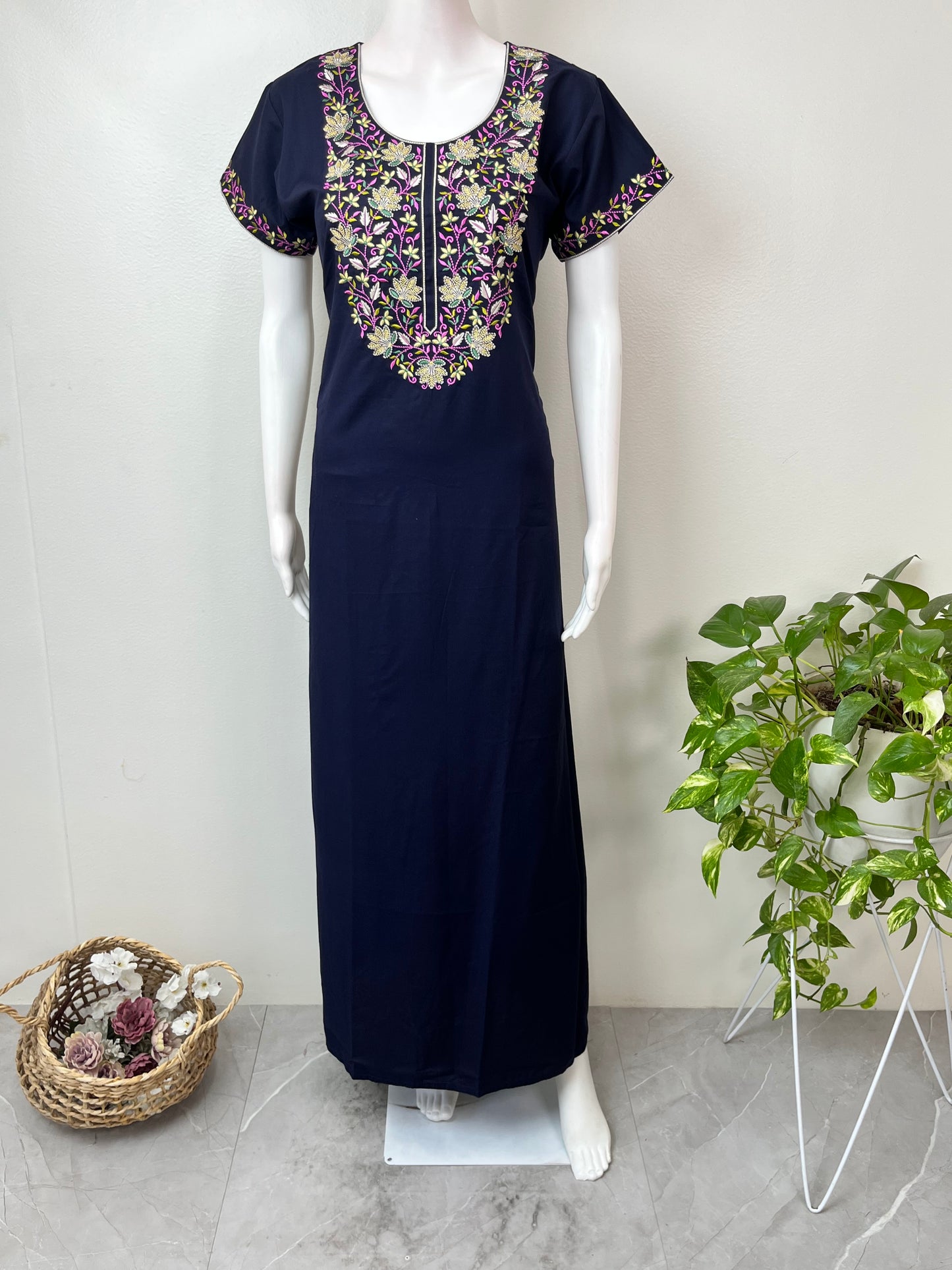 Navy Blue Bizzylizzy Bliss Embroidered Nighty