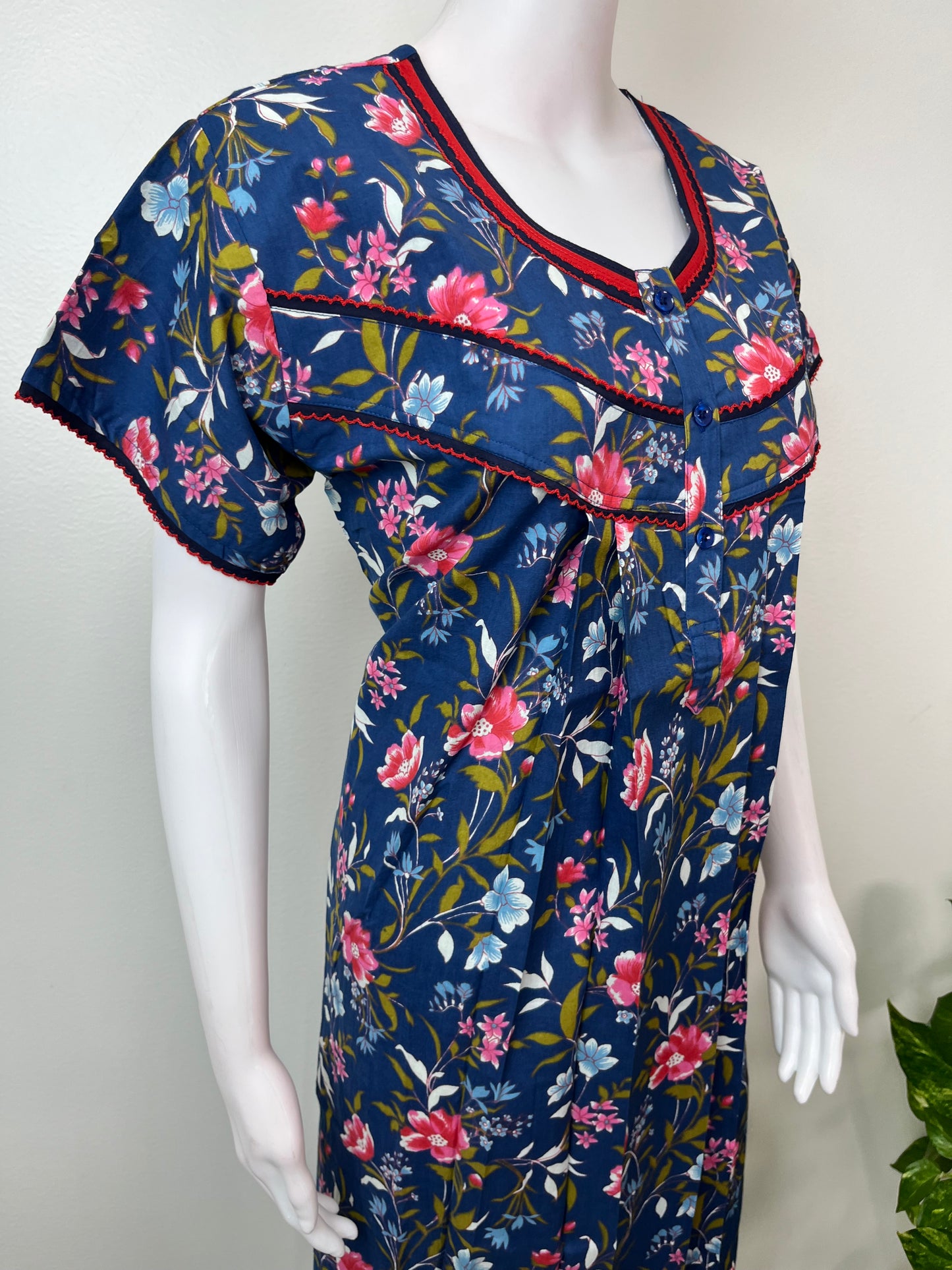 Blue 100% Cotton Nighty Elegant & Breathable