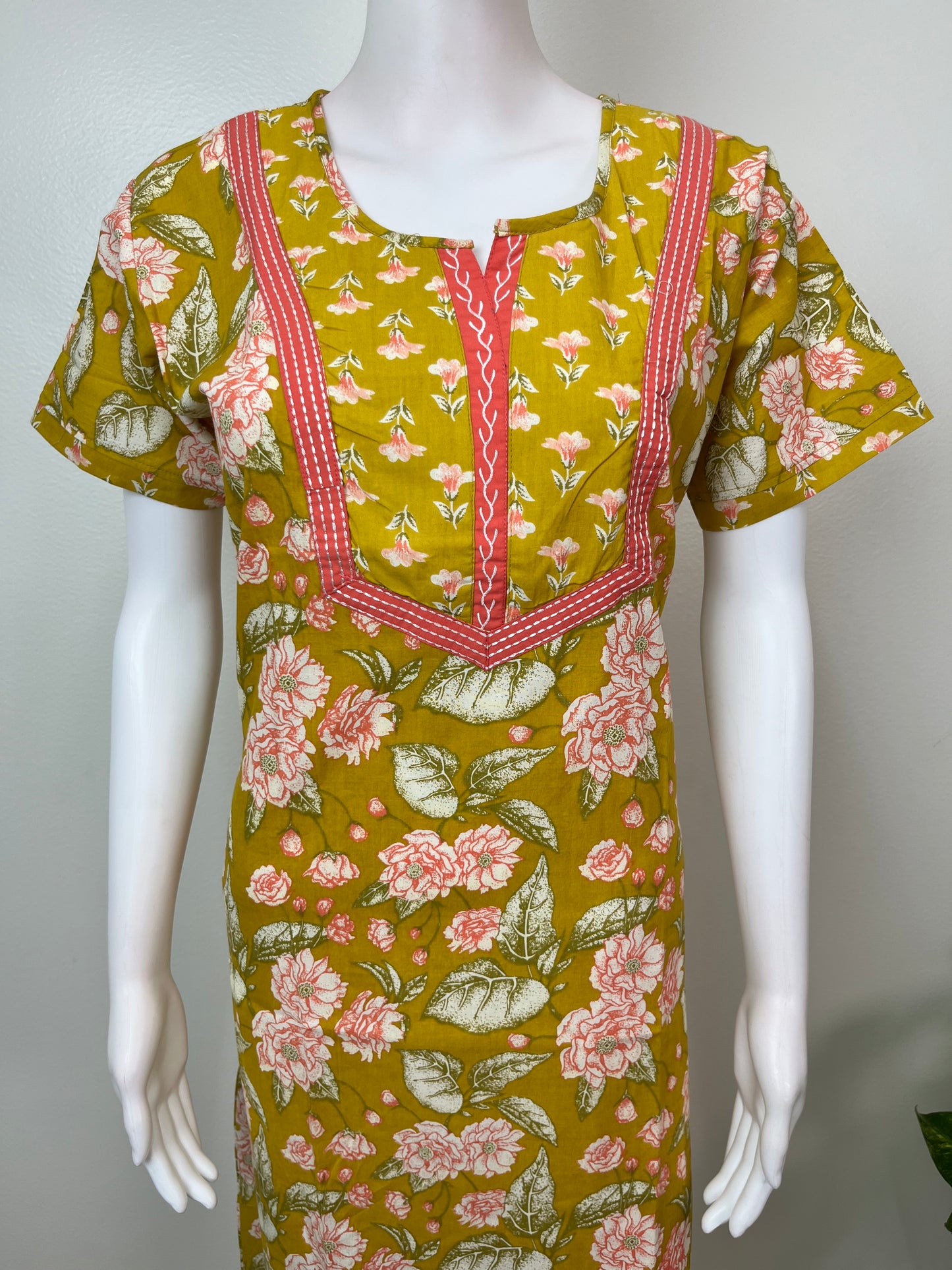 Yellow 100% Cotton Nightgown for Women