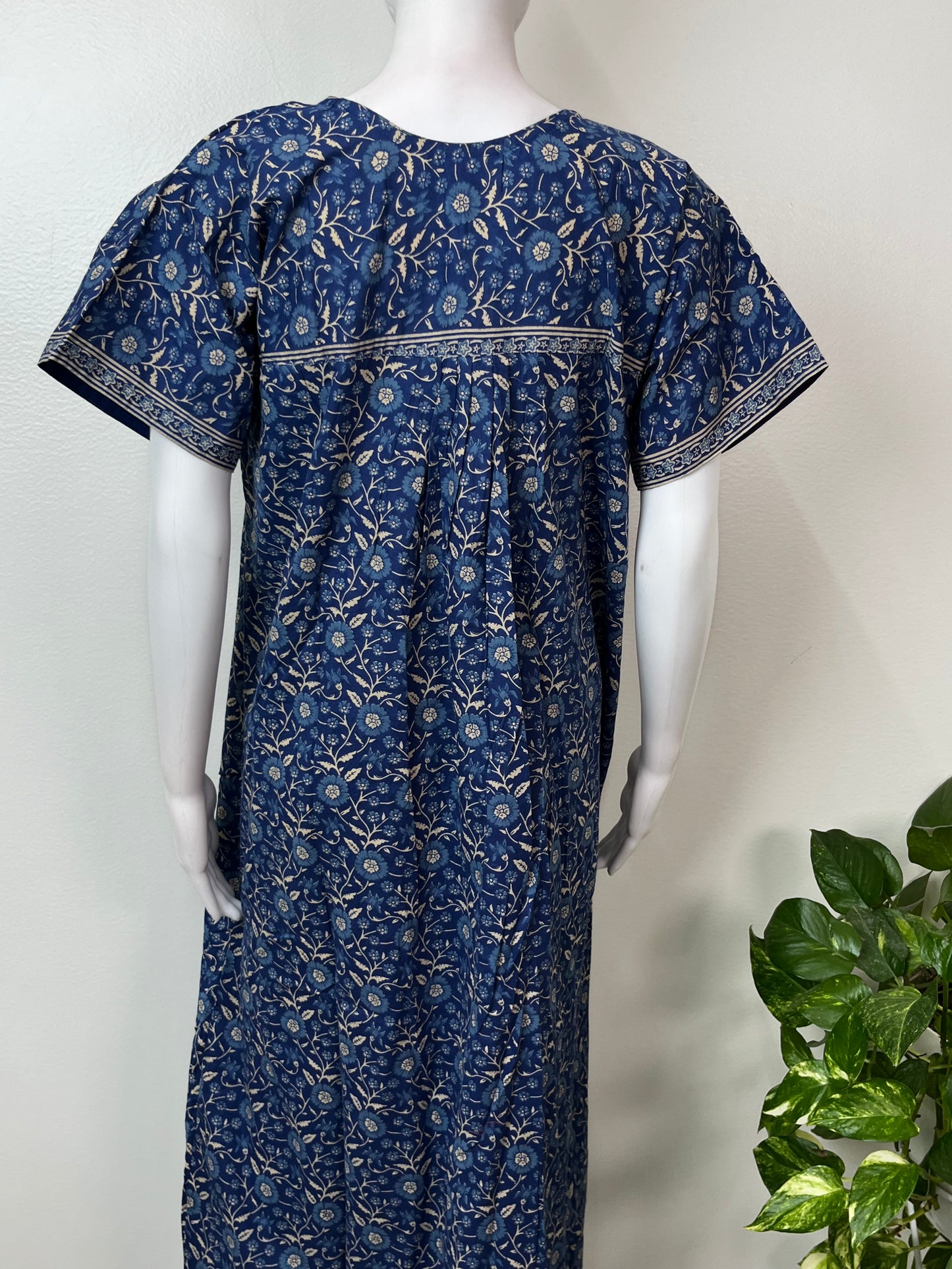 Royal Blue Elegant & Breathable Pure Cotton Nightgown