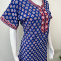 Royal Blue Printed Pure Cotton Nightgown