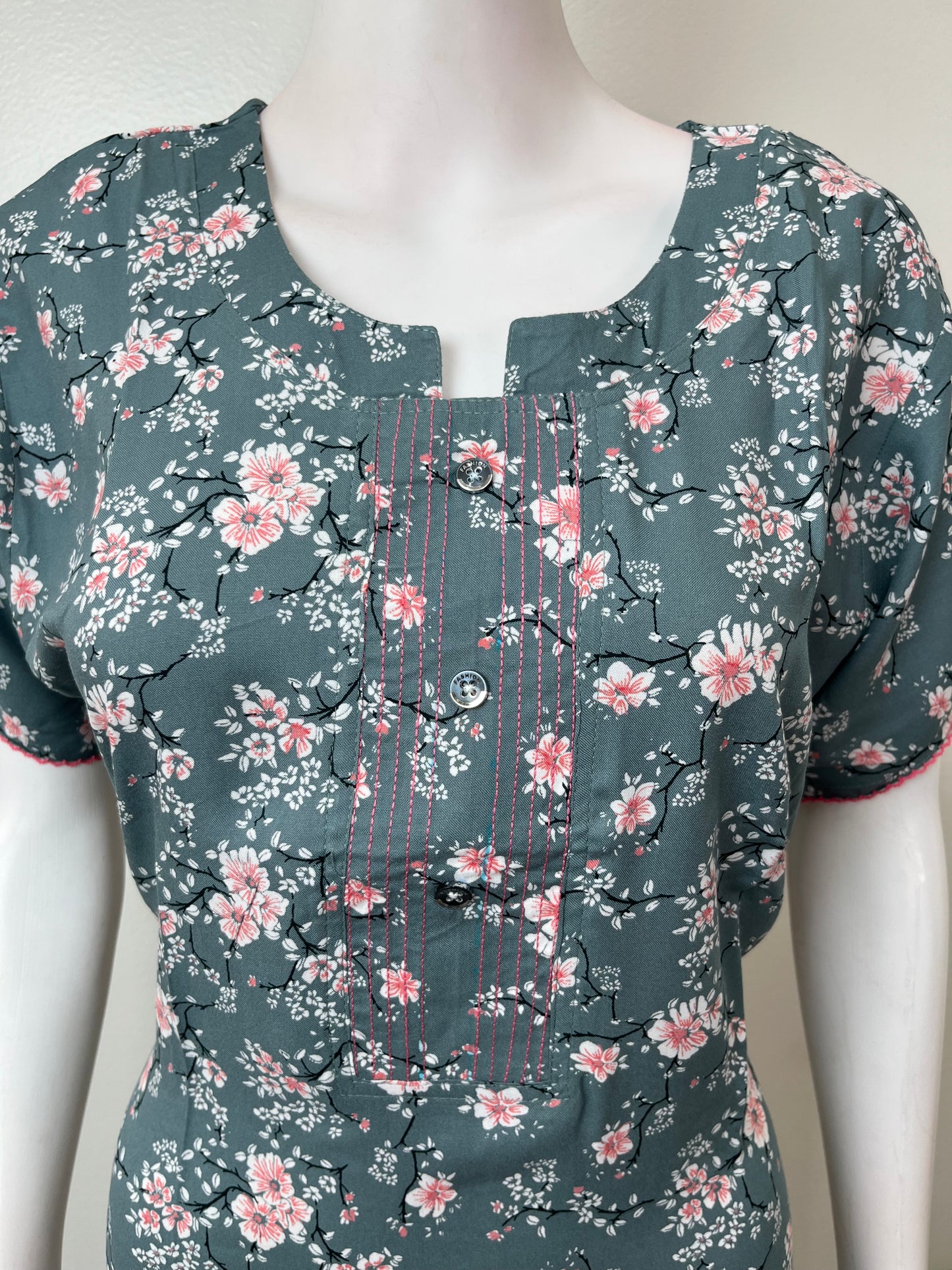 Gray Umbrella Style Rayon Fabric Nightgown