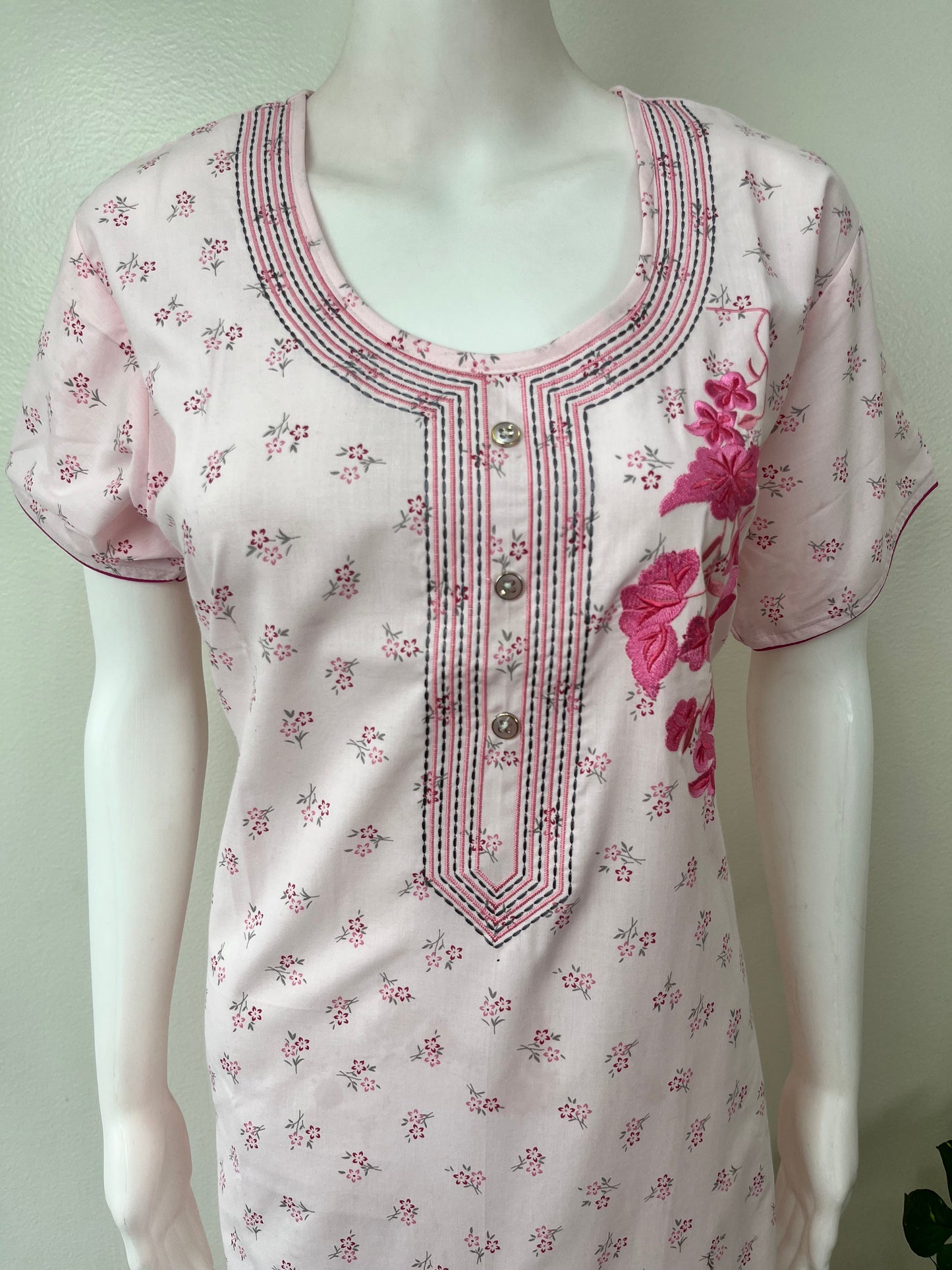 Boutique Cotton Nightgown with Elegant Embroidery