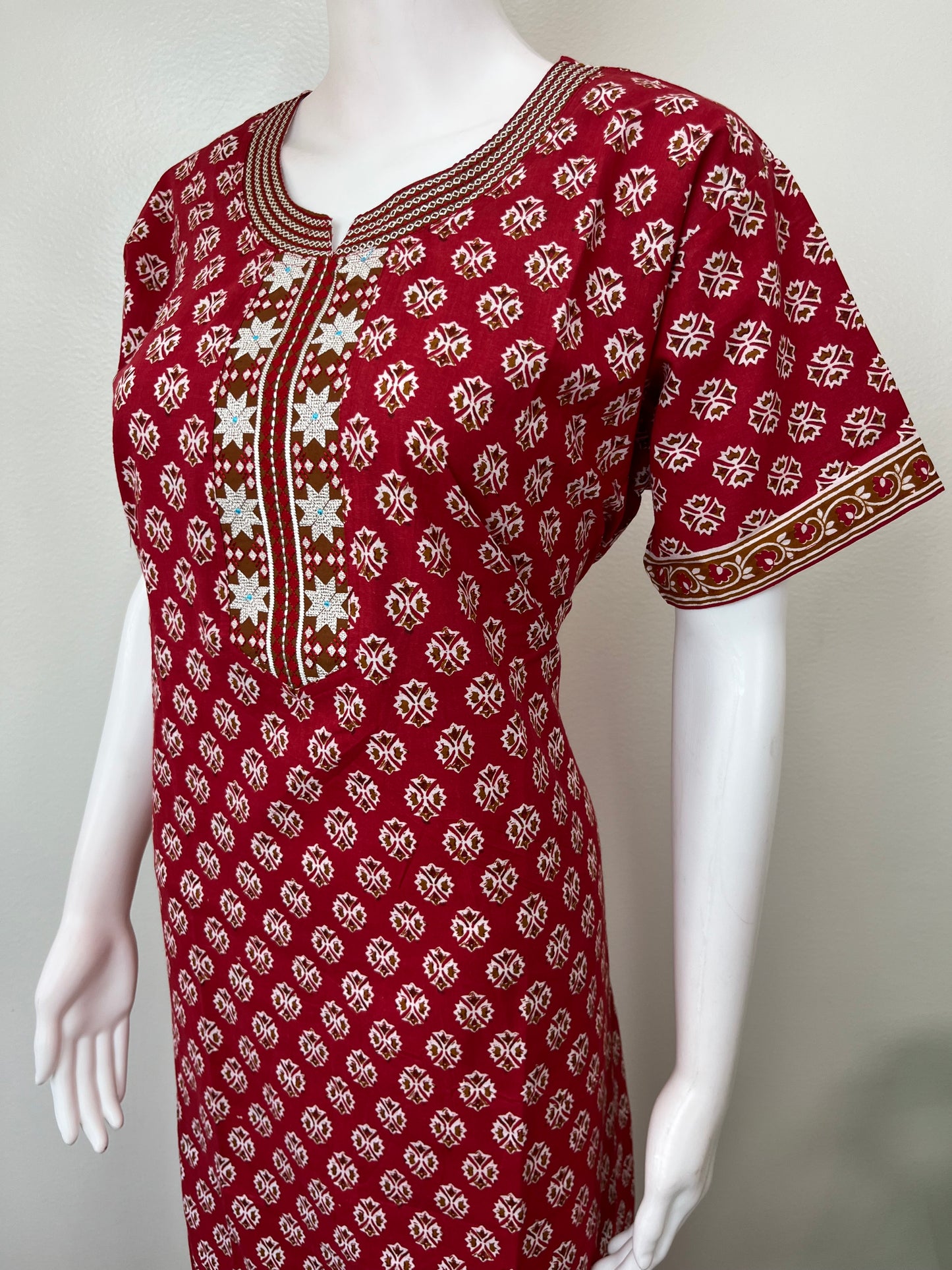 Red 100% Cotton Women’s Nightgown