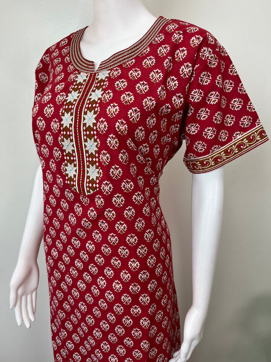 Red 100% Cotton Women’s Nightgown