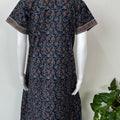 Navy Blue Classic Embroidered Pure Cotton Nightgown