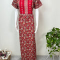 Red Classic Embroidered Pure Cotton Nightgown