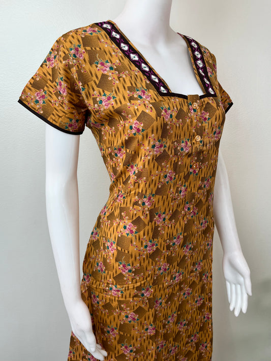 Mustard A-Line Style Soft & Breathable Alpine Fabric Nighty