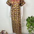 Maroon Ajrak Printed 100% Cotton  Nightgown