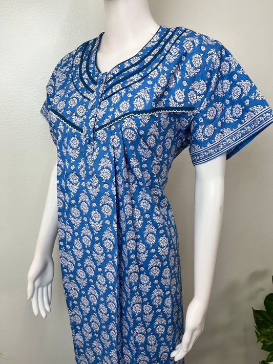 Royal Blue Pure Cotton Nightgown