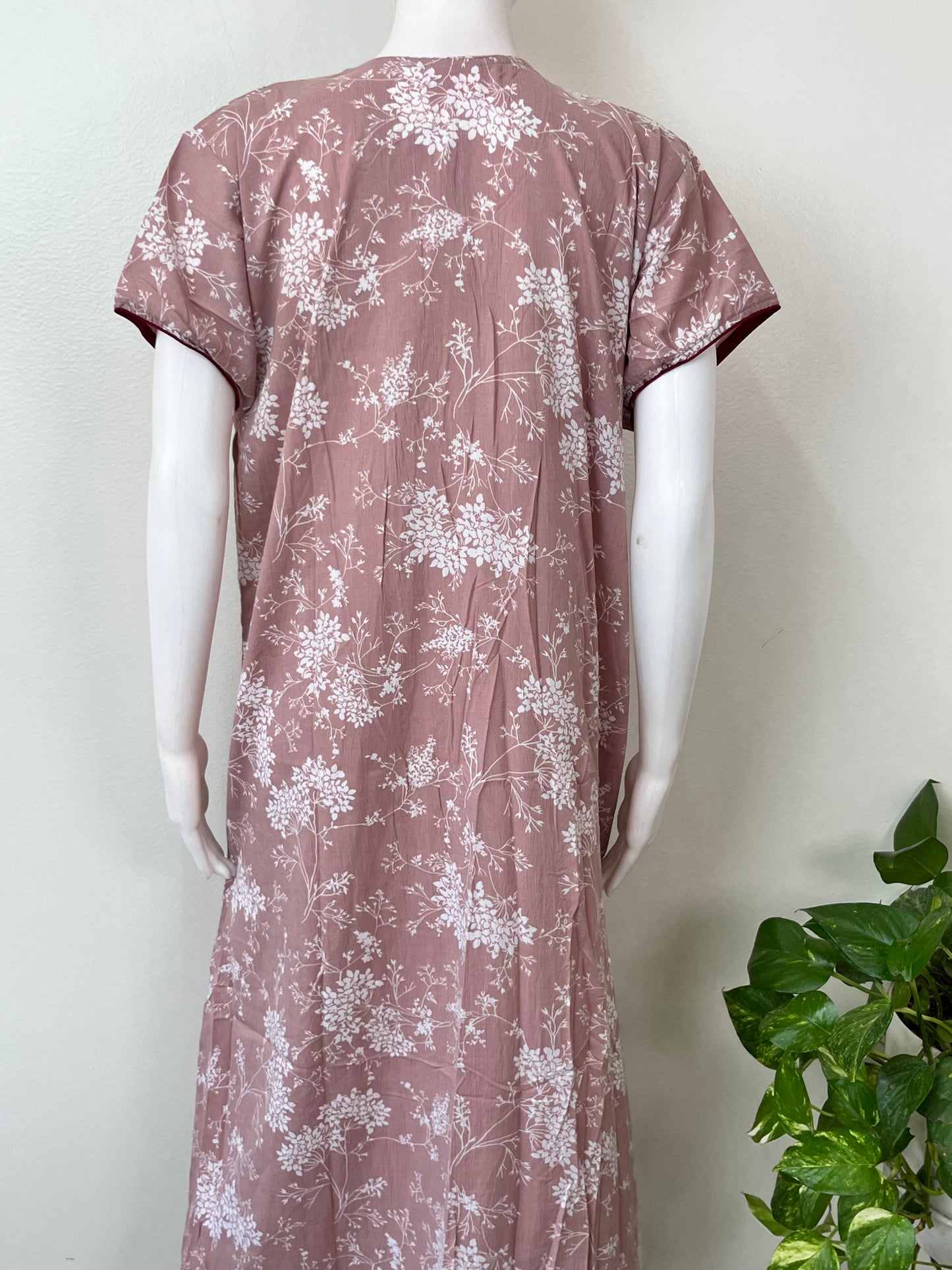 Floral Printed Bizzylizzy Crush Fabric Nightgown