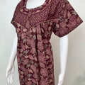 Wine Pure Cotton Nightgown with Double Print
