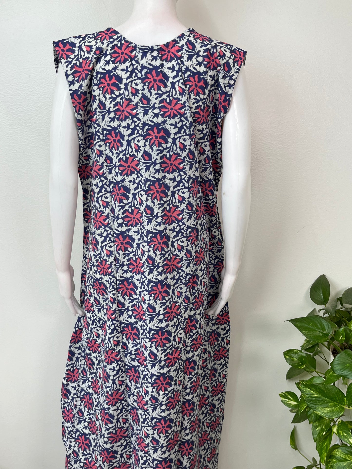 Royal Blue Sleeveless Pure Cotton Nighty